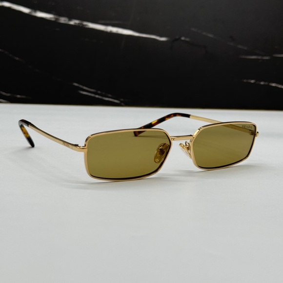NEW PR A60S 5AK70G PRADA GOLD GREEN SQUARE SPR A60 5AK70G WOMEN SUNGLASSES - Picture 5 of 11
